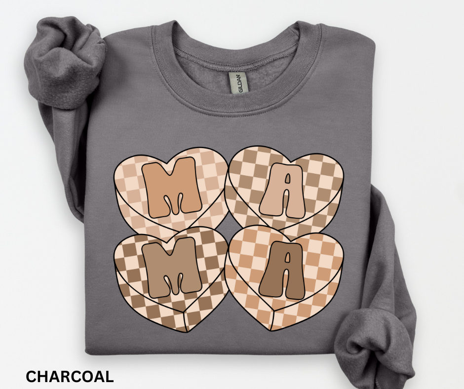 Checkered Mama Hearts
