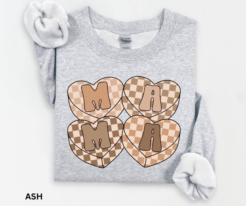 Checkered Mama Hearts