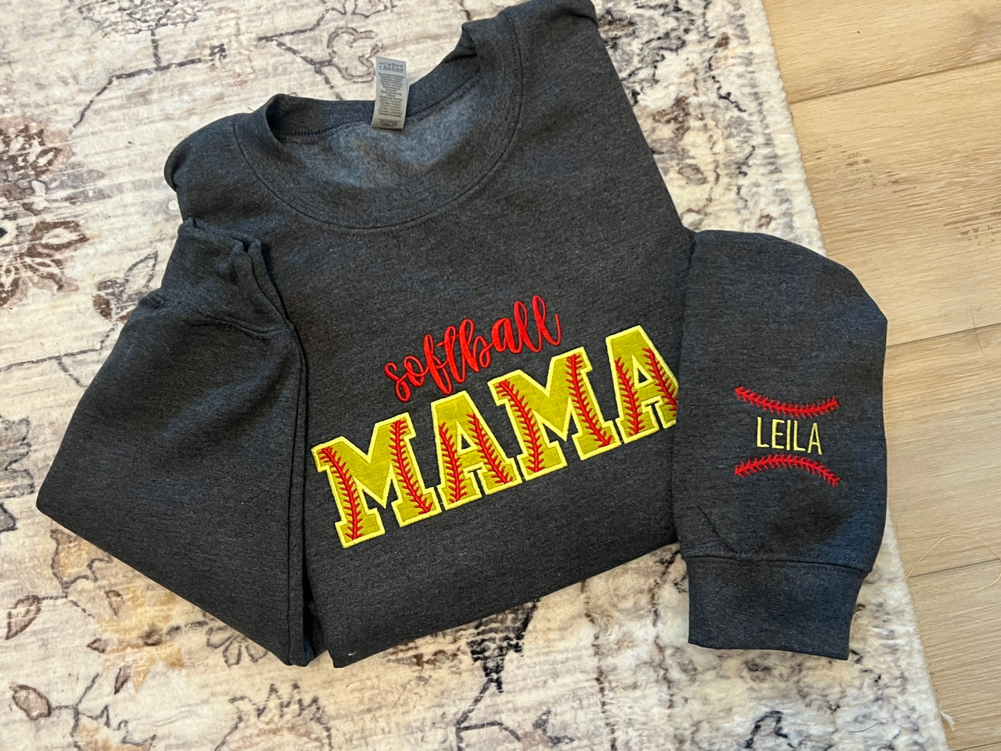 Softball Mama Embroidered Sweatshirt