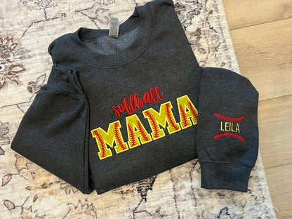 Softball Mama Embroidered Sweatshirt