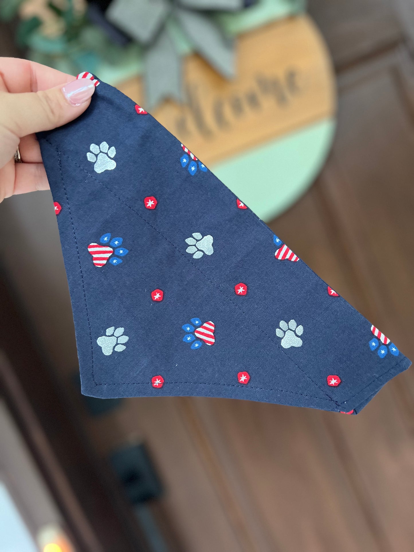 Navy American Paw Print Dog Bandana